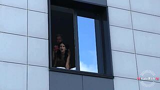 Fucking A Skinny Girl In Front Of The Neighbors!