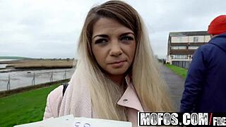 Student Bella Scaris Sucks Cock for Tuition in Public Pickup.