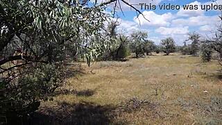 Savannah vixen enjoying a mature outdoor adventure with amateurs