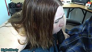 bbc slut sucks cum while girlfriend watches