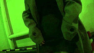 Skipping walk with remote vibrator in night alley