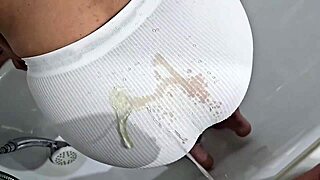 desperate pee in my panties while he pees on me.