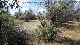 Savannah vixen enjoying a mature outdoor adventure with amateurs