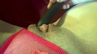 Italian milf flashes big tits in car