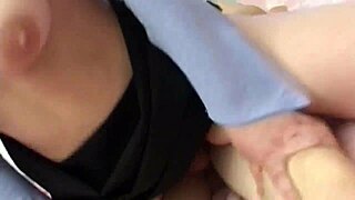 My Italian brunette wife likes to fuck in front of everyone, masturbating with natural tits