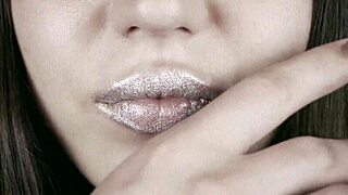 just focusing on those amazing lips in fetish video