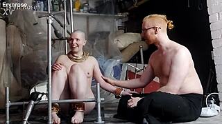 slave punished on steel pony with vibrator