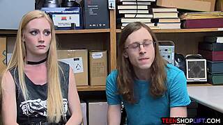 Young couple busted fucking in a store by a mall cop