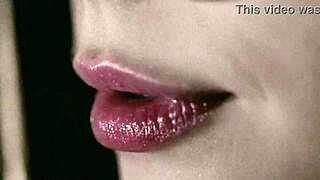 just focusing on those amazing lips in fetish video