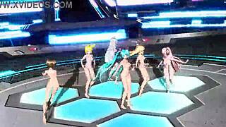 Hatsune Miku in full nude mod! Her big tits and ass exposed!