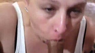 Slutty Wife Gives Hot Deepthroat Blowjob!