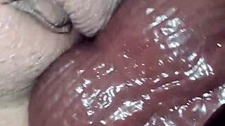 amateur stretches ass with huge toy till orgasm