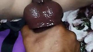 amateur stretches ass with huge toy till orgasm