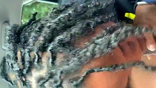 Ebony deepthroats monster cock outdoors