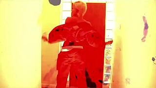 Sexy babe ignites with a fiery striptease