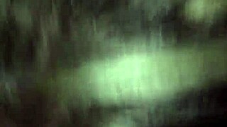 Mature blonde sucks young cock in public