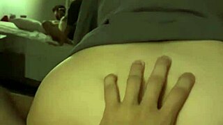 young couple screams during intense pussy thrusting in dorm