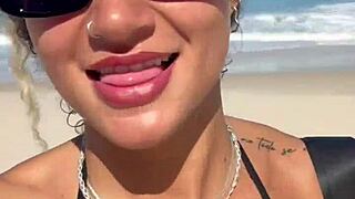 married surfer loses her phone, leaking videos of her fucking on recreio beach with african crossdresser in public