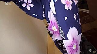 Japanese beauty in yukata Ayaka Yuki gets pounded hard