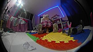 hey, can't believe my sister does this with a hidden teddy bear cam in her room!
