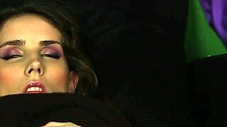 Sexy babe swallows sperm load from facial bukkake.