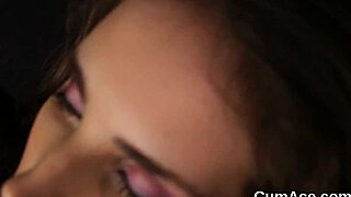 Sexy babe swallows sperm load from facial bukkake.