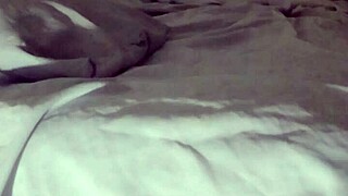 On my new white bed, I spread my ass and masturbate in the squid position