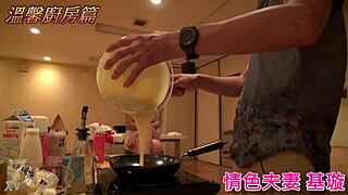 ji xuan and wife share intimate moment in warm kitchen