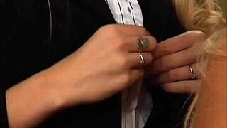 Submissive Lesbian Slave Kisses and Licks Mistress's Pussy