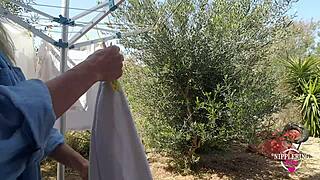 Nippleringlover kinky mother playing with pierced pussy extreme pierced nipples outdoors