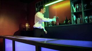 Blonde milf's big boobs vs big cock in lingerie