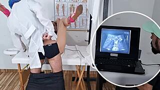 Husband takes wife for ultrasound but gynecologist screws her hard