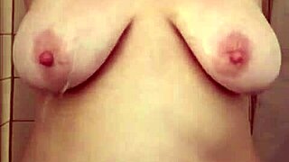 big boob mama showers, washes hair, shaves!