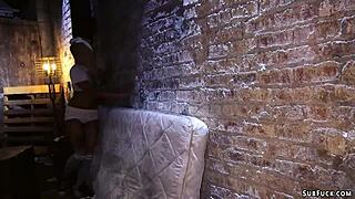 ebony slut takes bizarre anal pounding in gang bang