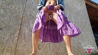 Nippleringlover kinky mother playing with pierced pussy extreme pierced nipples outdoors