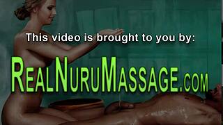 beautiful asian masseuse gets banged hard in nuru massage group session!