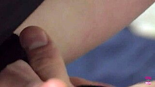 Blonde in stockings tied up and fucked with butt plug in ass.