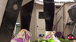 Walking Around In Sneakers Outdoors