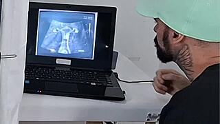 Husband takes wife for ultrasound but gynecologist screws her hard