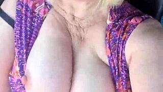 Woman flashes at the passing truck driver