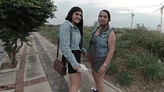 Chubby Lesbian Milfs Use Vibrator in Mall for Money