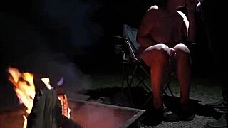 naked couple in the forest, sucking cock in public beach setting