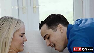 natural busty blonde gets horny and fucks her stepson for his huge dick with slimthick vic and ricky spanish