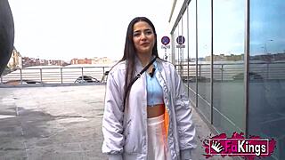 Nuria Millan travels from Valencia to Madrid getting public attention.