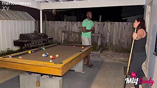 Milfcandy samantha loses pool game and takes monster cock