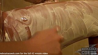 hot girl in lingerie jills off in shower for first time