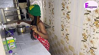 Petite Ebony Rough Kitchen Sex