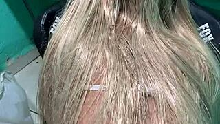 blonde stepdaughter arrives with cum in panties