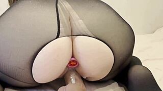 Creamy slut stretches pussy wide for intense orgasm.