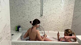 suggestive lesbian sex in the bathroom with maya rose.
